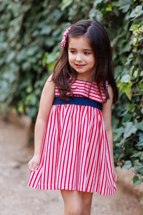 Vestido niña rayas rojas marinero