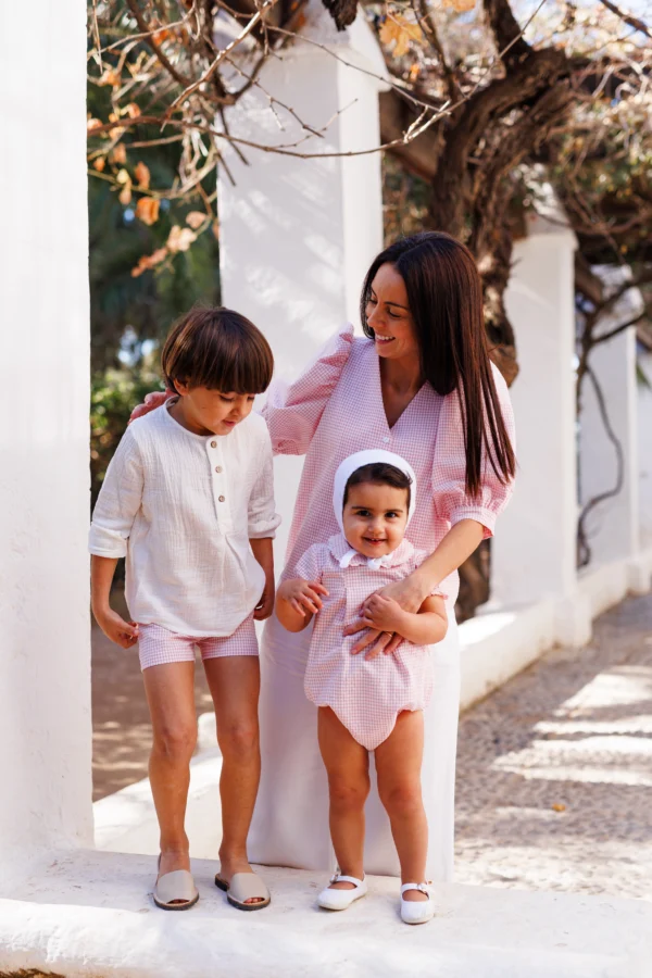 Madre e hijos igual vestidos vichy rosa